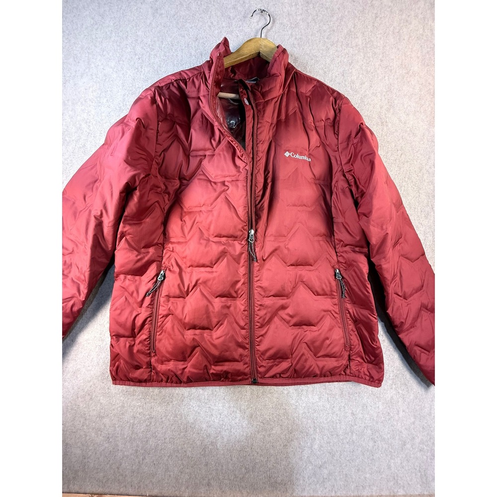Columbia Delta Ridge 650 Down Puffer Jacket Mens XL Red Omni-Heat Heat Seal